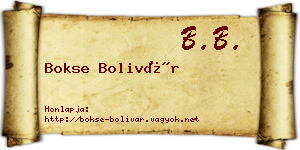 Bokse Bolivár névjegykártya